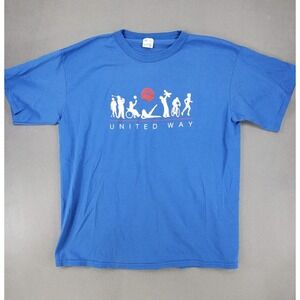 VTG 1980s UNITED WAY T SHIRT XXL Ringer Blue Windjammer Tee Golf Running Family